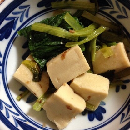 高野豆腐入れる事で小松菜の煮浸しがボリュームの1品になりますね！
美味しかったです。
ご馳走さまでした☆